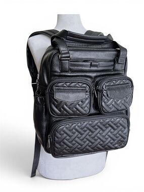 Lug Mini Puddle Jumper VL Black Vegan Leather Convertible Backpack